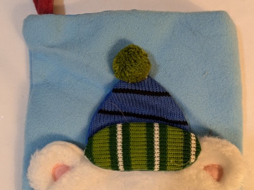 Weihnachtsstrumpf Bär mit Mütze & Schal L 3-D - Bild 7 von 9