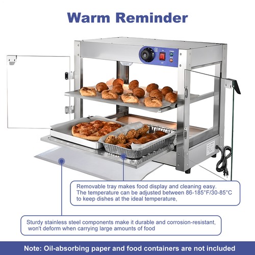 2 Tier Electric 800W Food Warmer Display Case Commercial Food Pizza Showcase New - Picture 7 of 12