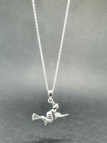 Fliegende Hexe Anhänger 925 Sterling Silber Besenstiel Hexenschmuck und Box - Bild 12 von 12