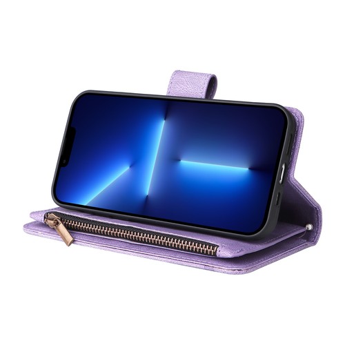 For iPhone 14/13/12/11 Pro Max Flip Stand Zipper Wallet Crossbody Phone Case - Picture 52 of 70