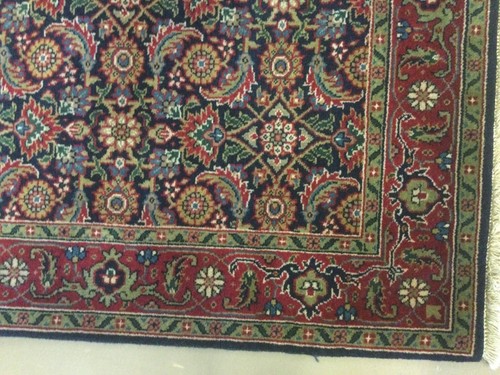 3’ X 3’ Square Navy Blue Red Traditional Oriental Area Rug Wool Hand Knotted - Picture 4 of 12