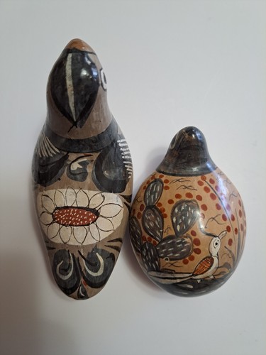 2 Vintage Tonala Figurines Bird & Turtle Ceramic Hand Painted Folk Art Pottery - Picture 12 of 12