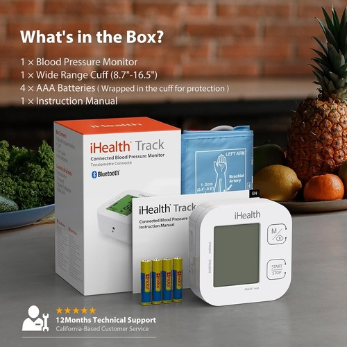Track Smart Bluetooth Blood Pressure Monitor - Wide Range Cuff & Large Display - Picture 8 of 9