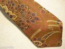 Holt Renfrew Gold Paisley Floral Elegant 100% Silk Tie