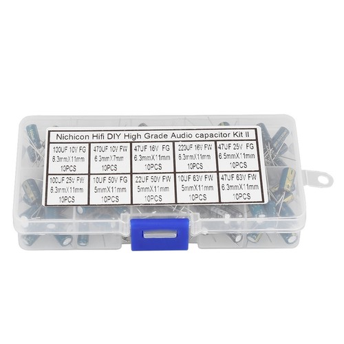 100 piezas 10 Valores 10V-63V 10uf-470uf Condensador de Audio Surtido Kit de Accesorios Pieza - Imagen 2 de 7