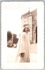 Vtg Color Snapshot Young Woman In Graduation Cap & Gown 1960s