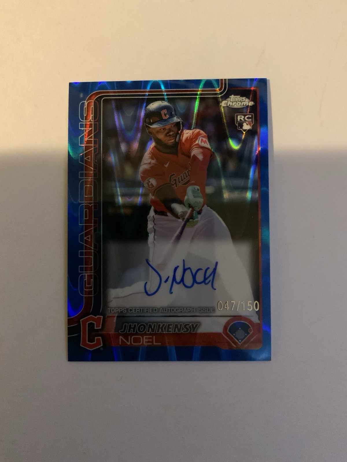 2025 Topps Chrome Blue RayWave Auto Jhonkensy Noel #47/150 Rookie Auto GUARDIANS