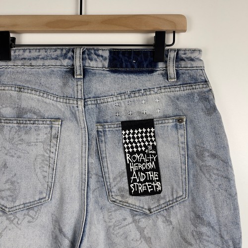 Jeans donna Ksubi Playback farfalla vita alta gamba dritta lavaggio leggero 30 spigolosi - Foto 8 di 16