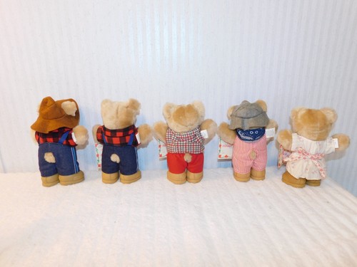 1980er Wendys Furskins Sammlerstück 7 Zoll Teddybär Plüsch 5 Stück - Bild 3 von 5