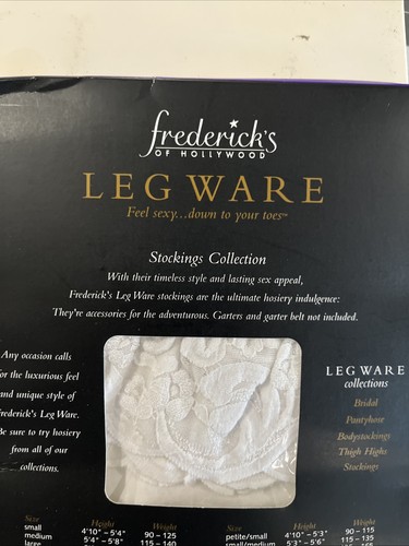 Calze vintage Fredericks Of Hollywood Leg Ware bianche in pizzo capesante - nuove - Foto 6 di 8