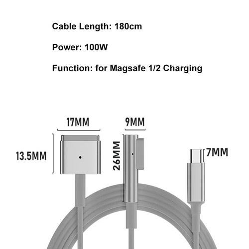 100W USB Type-C to Magsafe 1 2 Mage table charging cable for Macbook Air Pro - Picture 6 of 11