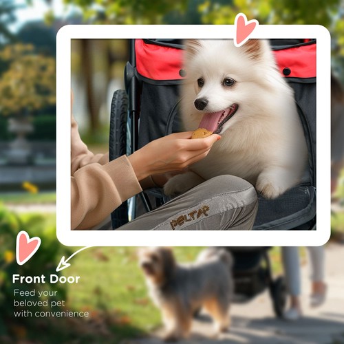 Pet Stroller for Small Dogs, Medium Dogs, Red - Picture 10 of 11