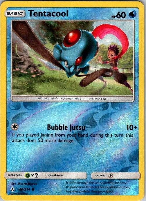 Tentacool Reverse Holo Common SM - Unbroken Bonds 40/214 LP