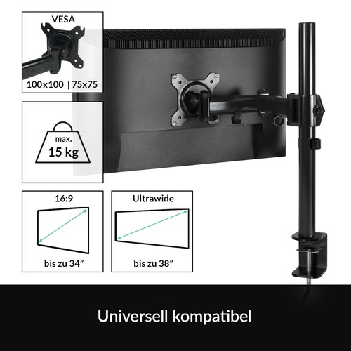 ARCTIC Z1 Basic Ramię monitora Zestaw montażowy do 1 monitora Wyświetlacz Uchwyt stołowy - Zdjęcie 2 z 8