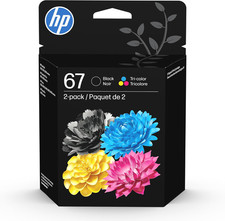 HP 67 Black/Tri-Color Ink Cartridges (2 Count - Pack of 1) | Works with Deskjet 