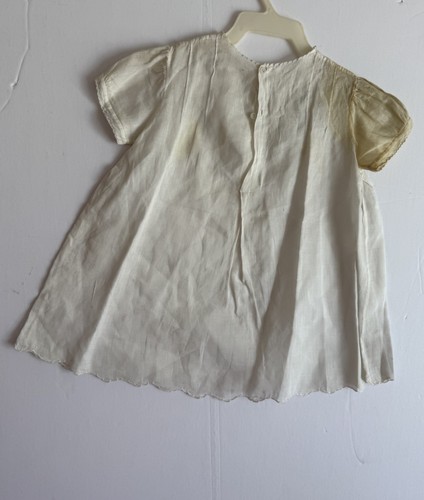 VTG White Cotton Baby Doll Christening Dress Primitive Dress Decor Handmade 6 mo - Picture 6 of 16