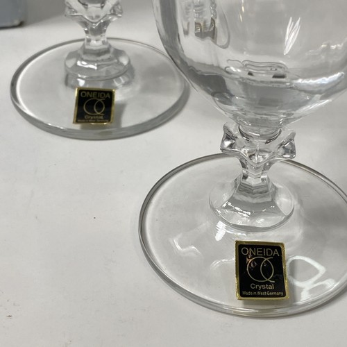 4 vasos de té helado Oneida Fedora 7" vidrio soplado óptico cristal fino Baviera + caja - Imagen 5 de 6