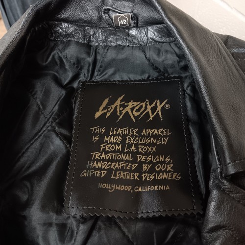 Vtg 1990s L.A. ROXX Cafe Racer Motorcycle Leather Bomber Jacket Coat Mens 42 - Picture 8 of 8