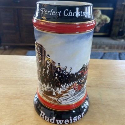 1992 Budweiser Holiday Beer Stein ''A Perfect Christmas'' Clydesdale Horses