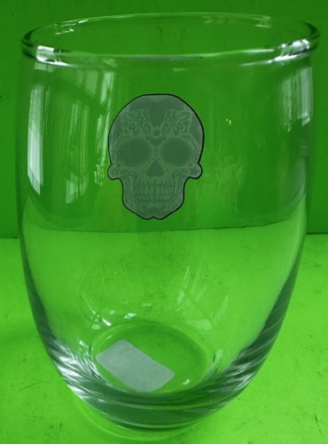 💀 VERRE À VIN SANS TIGE CRISTAL 15,5 OZ HALLOWEEN/JOUR DU CRÂNE MORT NEUF !! 💀 - Photo 2/5