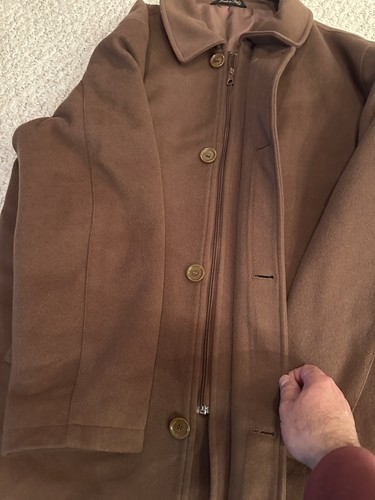 Vintage Battaglia Wool Cashmere Brown Italy Made Mens Jacket Coat Size Large - Picture 10 of 16
