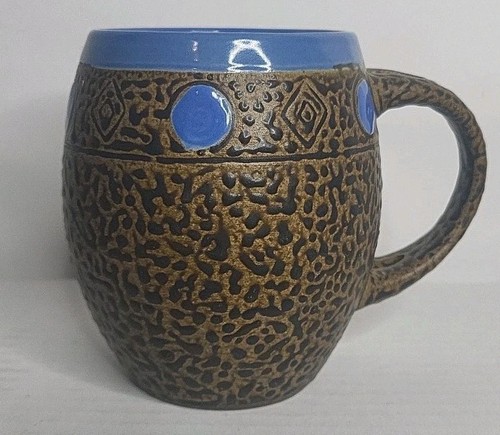 Always Azul Art Pottery Mug Southwestern w/ Spoon Rest No Spoon Incl. Embossed - Picture 1 of 11