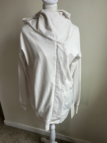 Lululemon Wickeljacke Damen 4 Oatmeal Long Zip Magnet Kapuze Active NEU - Bild 5 von 12