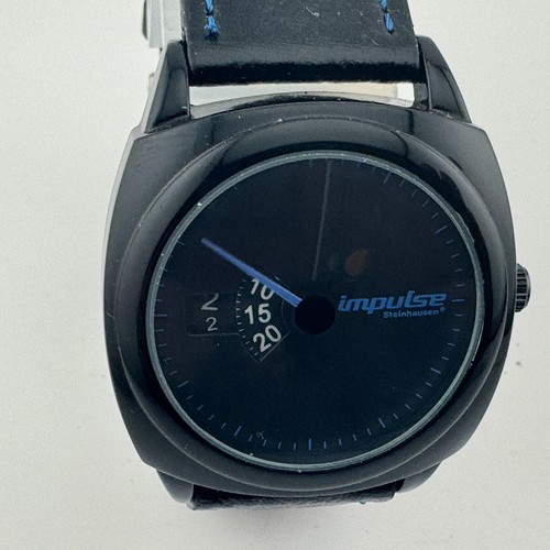 Impulse Steinhausen Quartz Watch Men Black Jump Hour Leather Analog New Battery - Picture 2 of 6