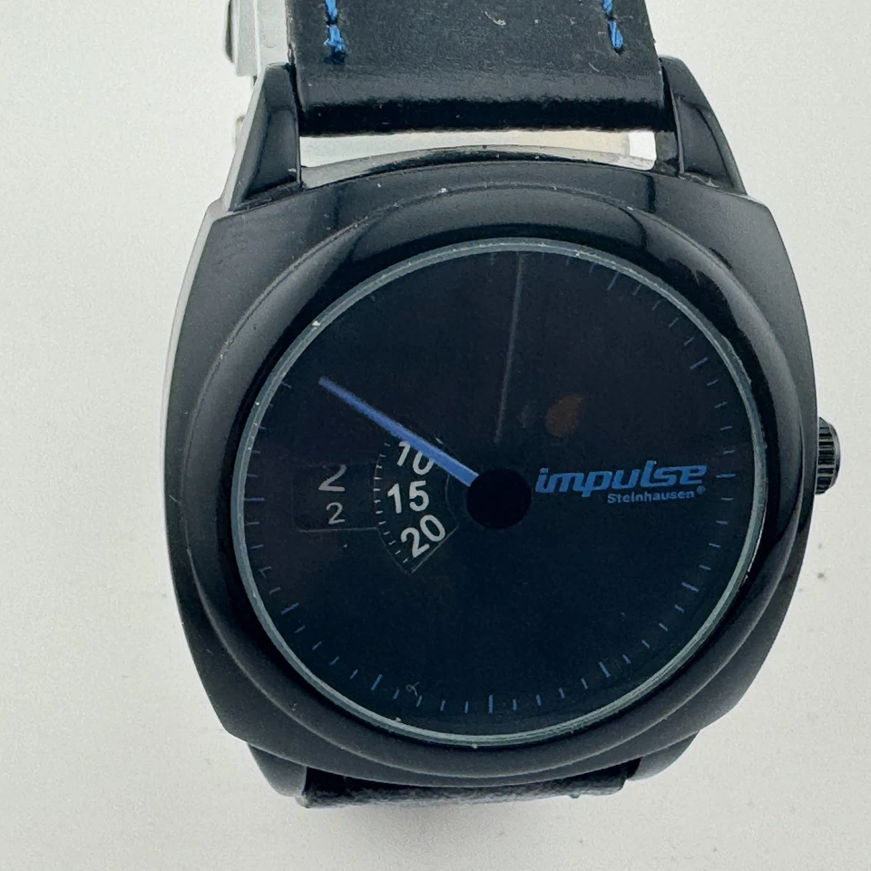 Impulse Steinhausen Reloj de Cuarzo Hombre Negro Jump Hour Cuero Analógico Batería Nueva Foto 2 de 4