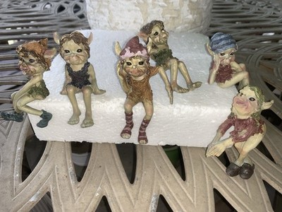 VTG 90 s Anthony Fisher Woodland Pixie Shelf Sitter Figurines - Set of 6 - Rare