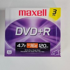 Maxell DVD R 3 Pack 4.7GB 16x 120min Blank Recordable Discs Jewel Cases NEW