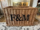 XL F&M Fortnum & Mason Wicker Storage Hamper Log Basket Picnic 57x41x38cm No Lid