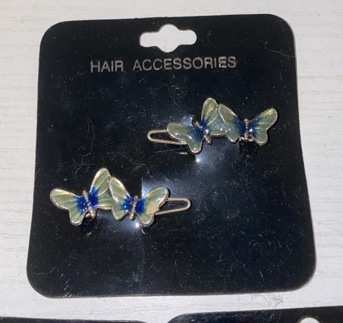NOS 3 Sets Vtg 90’s Buttfly Hair Clips Pins 9 Total Metal - Picture 2 of 8