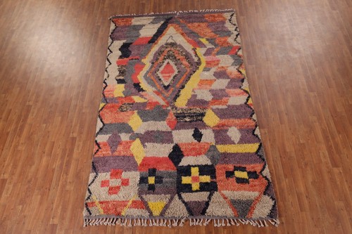 Tappeto Marocchino Astratto Area 6x10 Colorato Peluche Moderno Annodato a Mano Lana - Foto 3 di 17