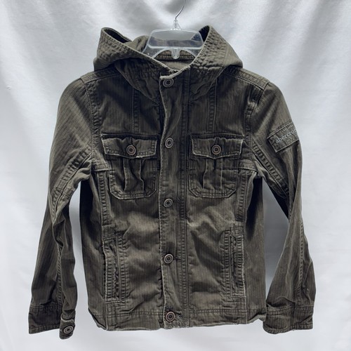 Abercrombie & Fitch Jacke Kinder Large Redfield Distressed olivgrün durchgehender Reißverschluss - Bild 1 von 12