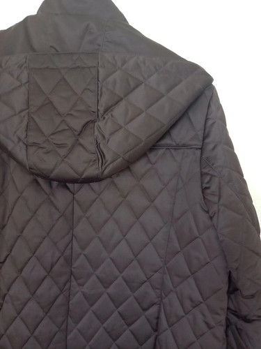 Jones New York Women's Brown Quilted Zip Front Jacket L Large Hooded - Picture 4 of 9