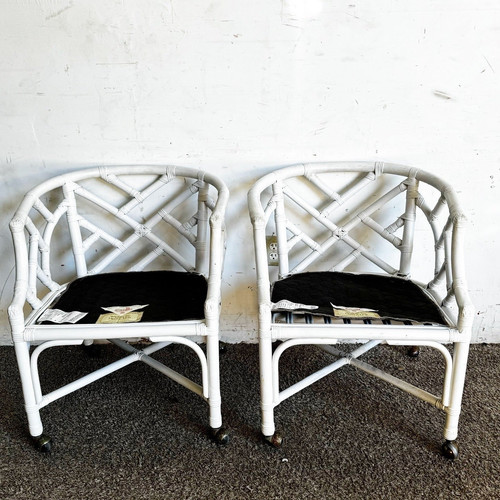 Boho Coastal Chippendale Style Dining Chairs by Henry Link - set of 4 - Bild 6 von 11