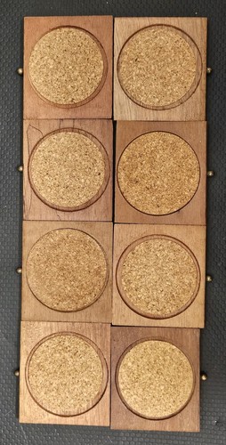 Vtg. Brass Wooden Drink Coaster Set Cork Case Set Of 8 Retro MCM - Picture 13 of 14