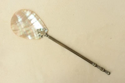 Antique Victorian Art Nouveau Mother of Pearl Spoon Bras Ornate Handle 9.5" Long - Image 1 of 4