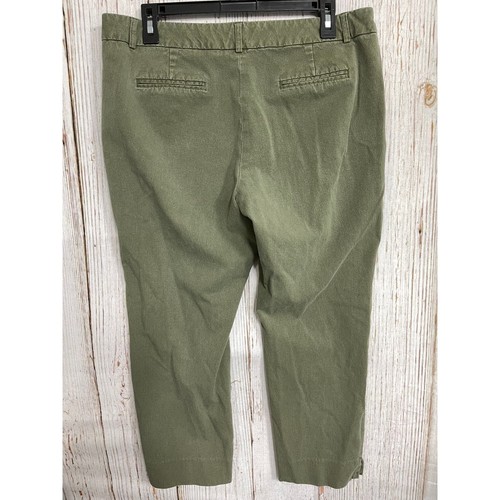 Halogen Cropped Pants Womens Size 14 Green Cotton Rayon Mid Rise Minimalist - Picture 2 of 5