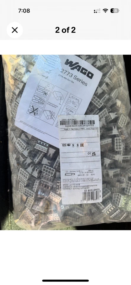 WAGO Wall-Nuts® PUSHWIRE® Splicing Connector - 8-Conductor -2773-40x CU 2500 pcs - Image 3 of 4