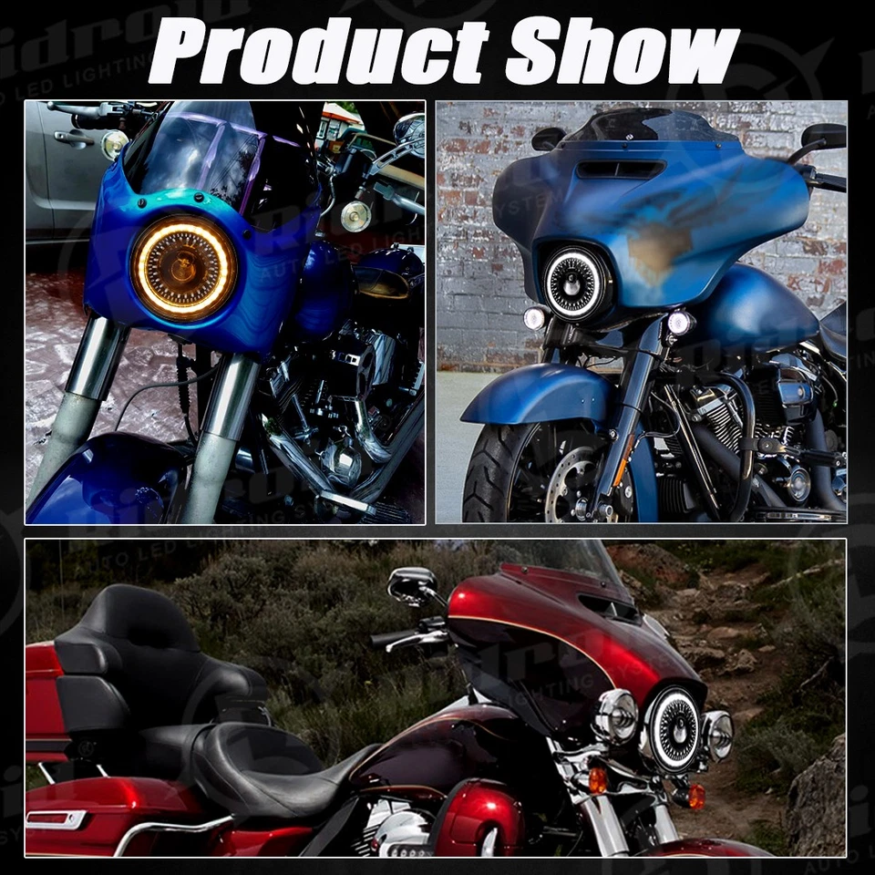 For Harley Heritage Softail Classic 7" LED Headlight+2PCS 4.5" Fog Passing Light Foto 2 de 4