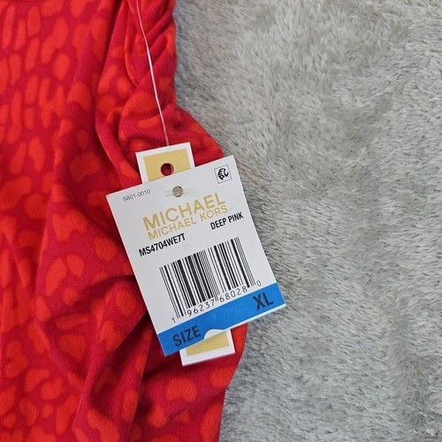Michael Kors Midirock Geparden-Print Rüschen Damen Größe XL Rosa Stretch Jersey - Bild 8 von 11