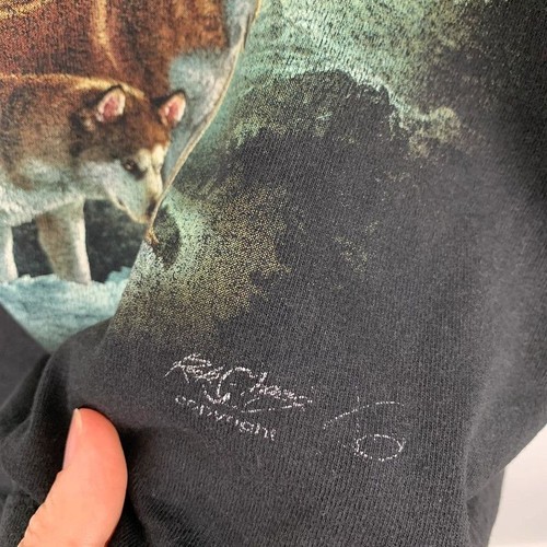 Vintage Rock Chang T-Shirt Size Medium Black Husky Dog Graphic Print Retro Y2K - Picture 7 of 14