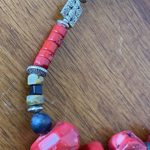 Vintage Navajo Chunky Red Coral & Turquoise Necklace 19" Native American - Picture 8 of 15