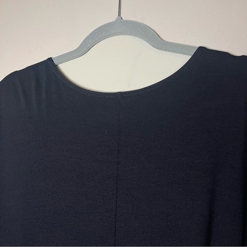 Eileen Fisher Stretch Jersey Elbow Sleeve Swing Tunic Top Pockets Black 3X - Picture 7 of 8