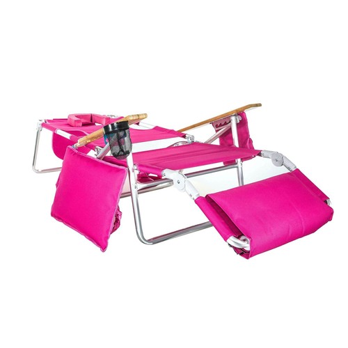 Ostrich Deluxe Padded 3-N-1 Lounge Reclining Beach Lake Chair, Pink (Open Box) - Picture 8 of 12