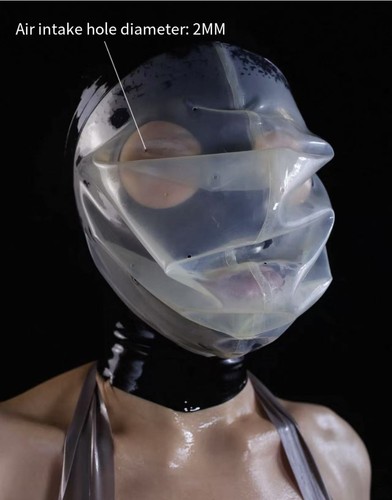 US Black Latex hood 0.25mm Transparent Mask with breathing hole for Fetish BDSM - Picture 3 of 8