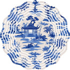 10" Metal Wind Spinner Blue Willow Chinoiserie Hanging Kinetic Outdoor Yard Art