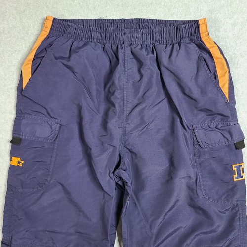 Vintage Starter University Of Illinois Cargo Track Pants Convertible Shorts M - Picture 2 of 13
